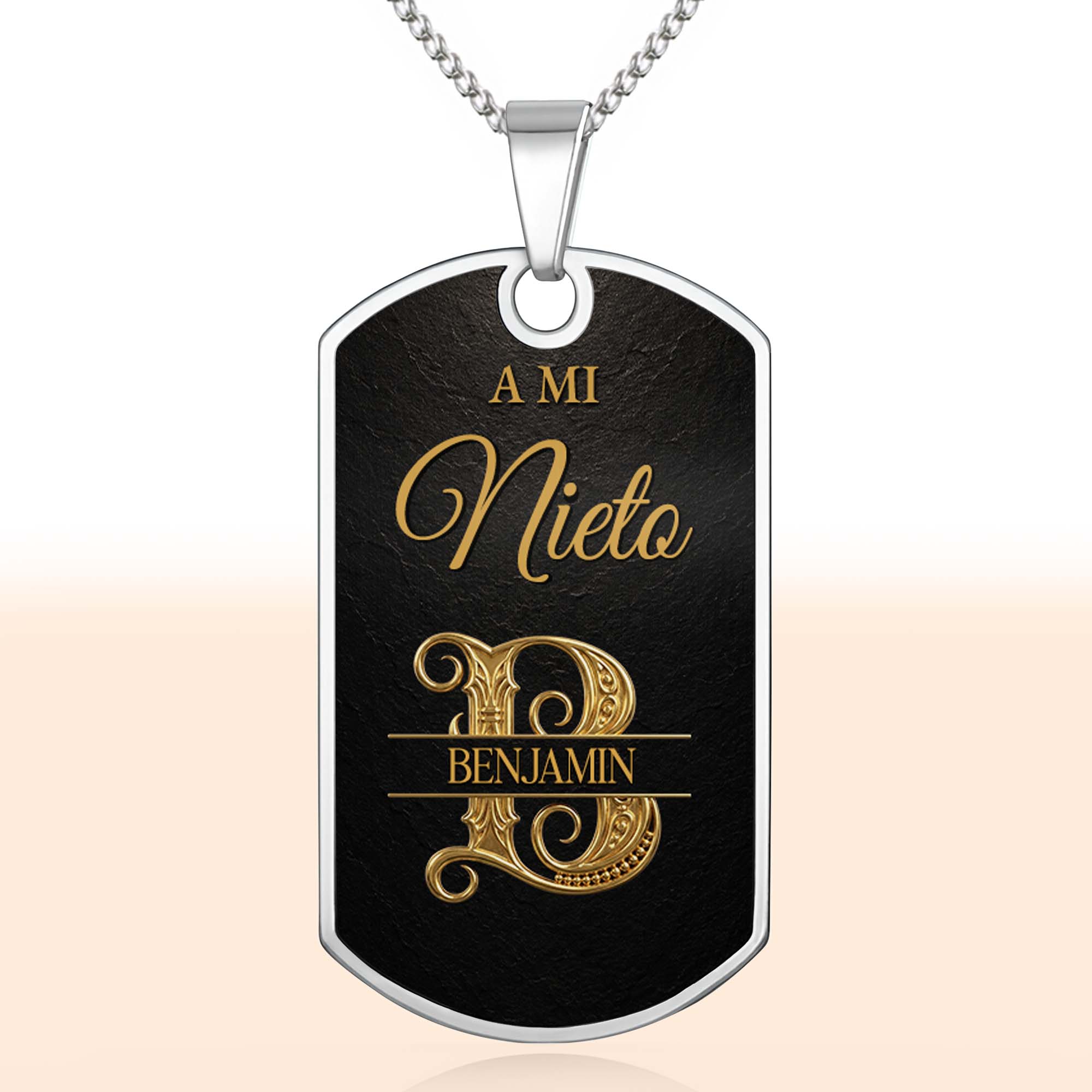Custom Dog Tag Necklace Personalize Name for Grandson Gift