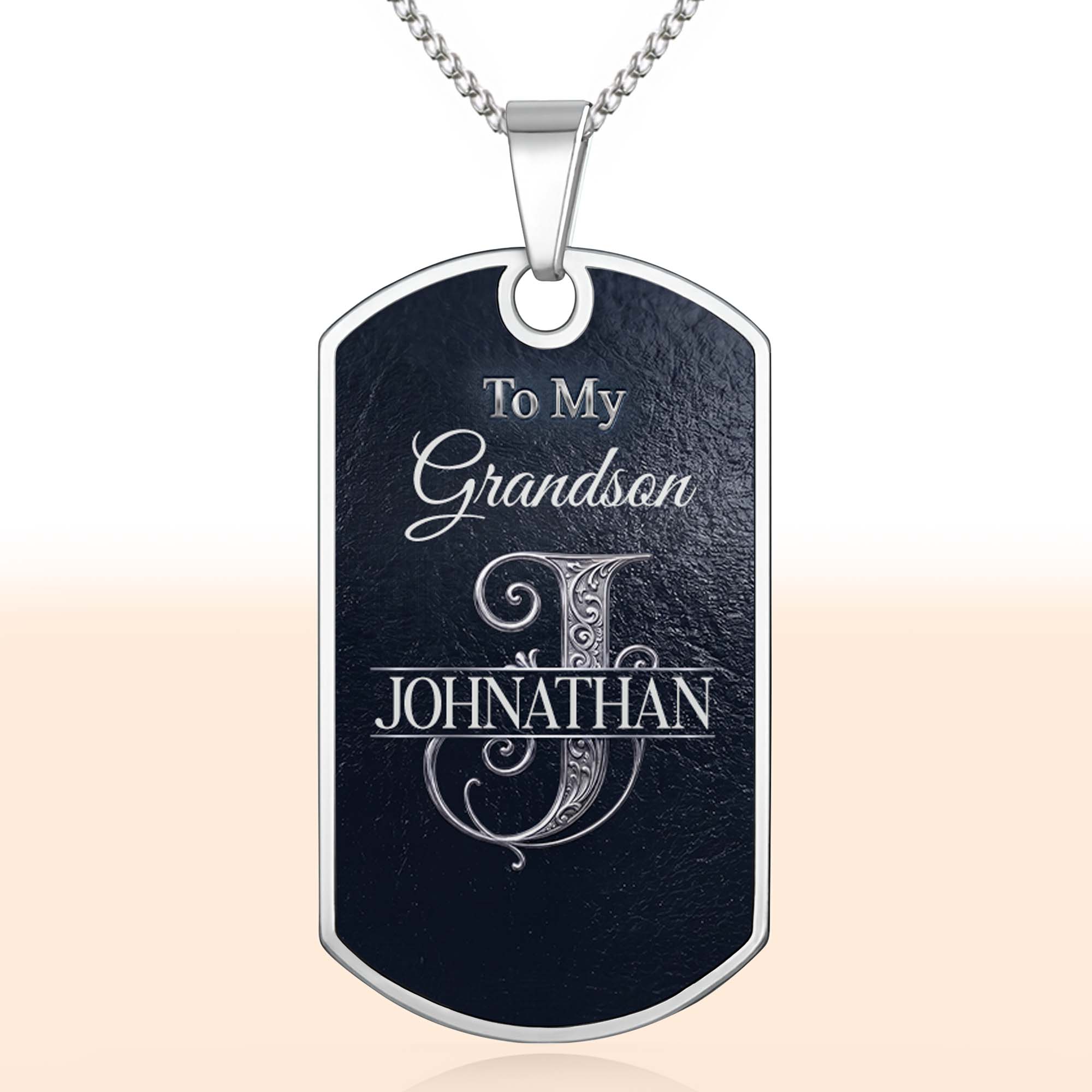 Personalized Dog Tag Necklace Custom Name Gift for Grandson