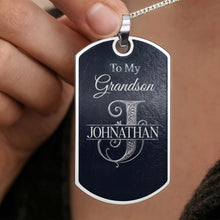 Load image into Gallery viewer, Personalized Dog Tag Necklace Custom Name Gift for Grandson
