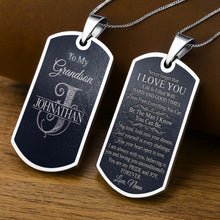 Load image into Gallery viewer, Personalized Dog Tag Necklace Custom Name Gift for Grandson
