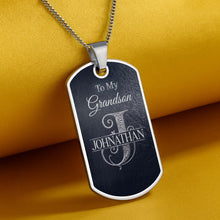 Load image into Gallery viewer, Personalized Dog Tag Necklace Custom Name Gift for Grandson
