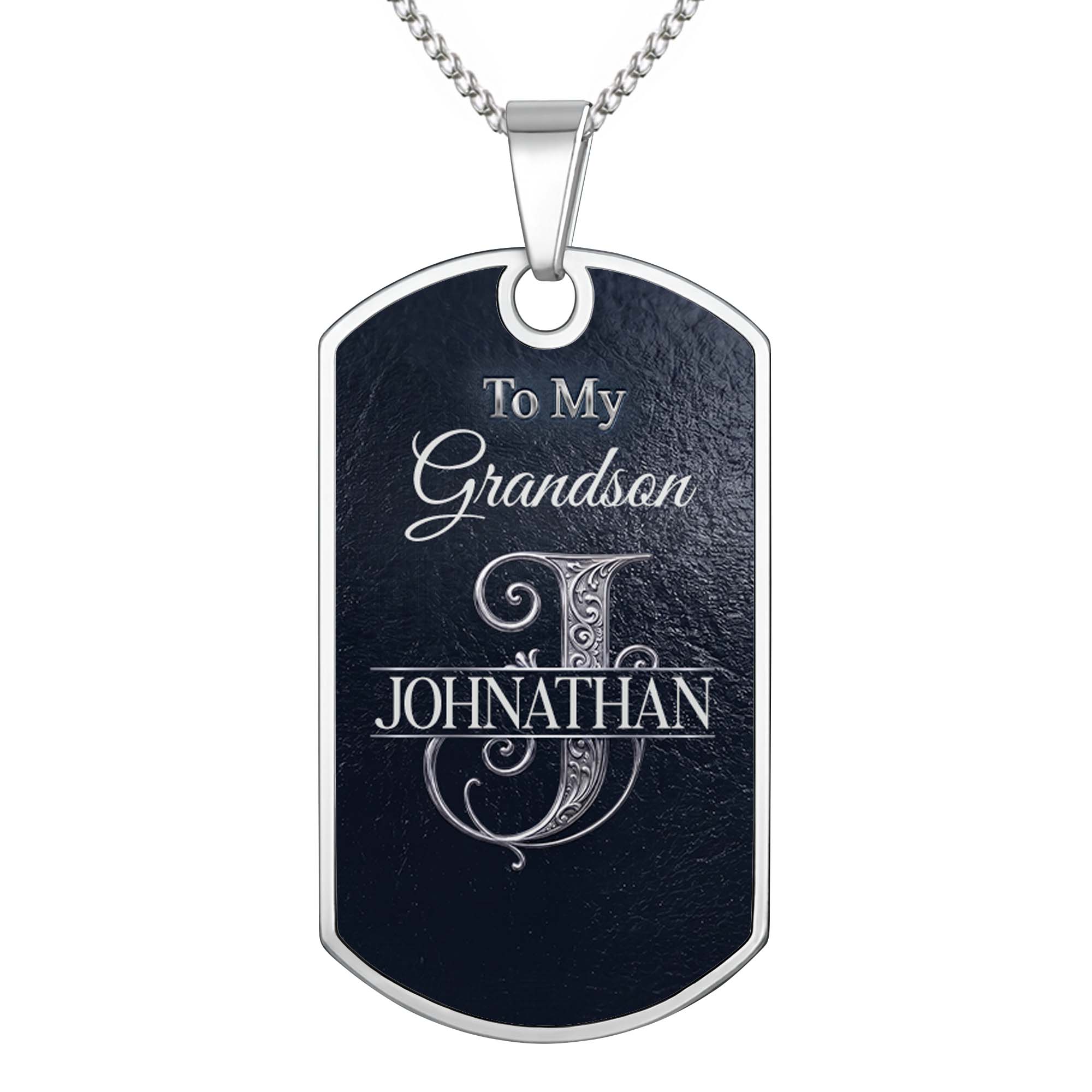 Personalized Dog Tag Necklace Custom Name Gift for Grandson