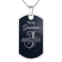 Load image into Gallery viewer, Personalized Dog Tag Necklace Custom Name Gift for Grandson
