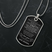 Load image into Gallery viewer, Custom Name Silver Dog Tag Necklace Personalized for Grandson
