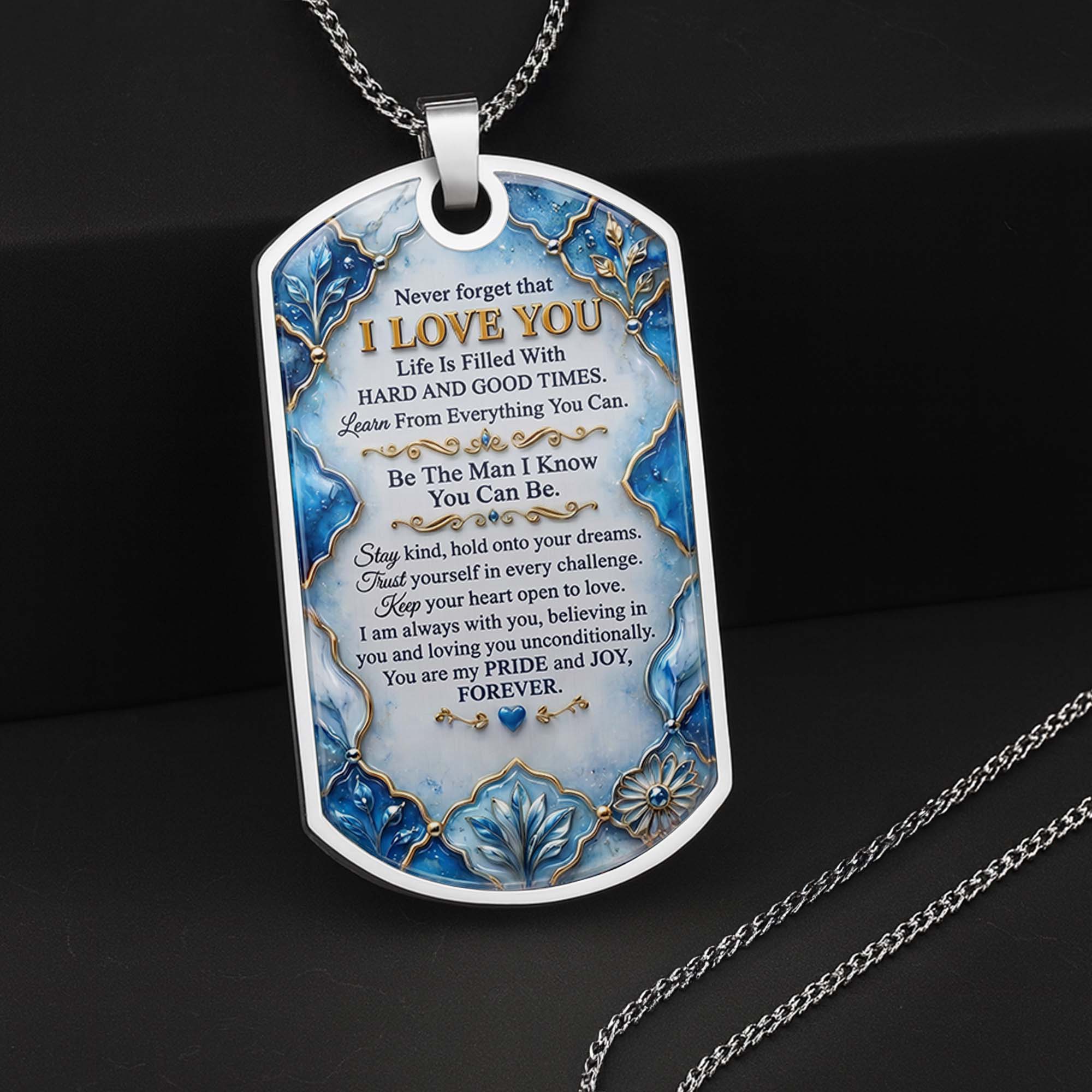 Personalized Dog Tag Necklace Custom Name for Grandson