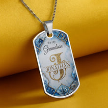 Load image into Gallery viewer, Personalized Dog Tag Necklace Custom Name for Grandson
