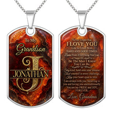 Load image into Gallery viewer, Personalized Dog Tag Necklace Custom Initial for Grandson
