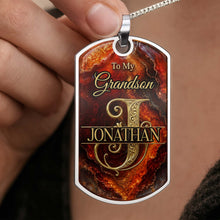 Load image into Gallery viewer, Personalized Dog Tag Necklace Custom Initial for Grandson
