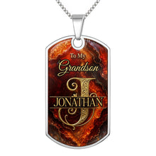 Load image into Gallery viewer, Personalized Dog Tag Necklace Custom Initial for Grandson
