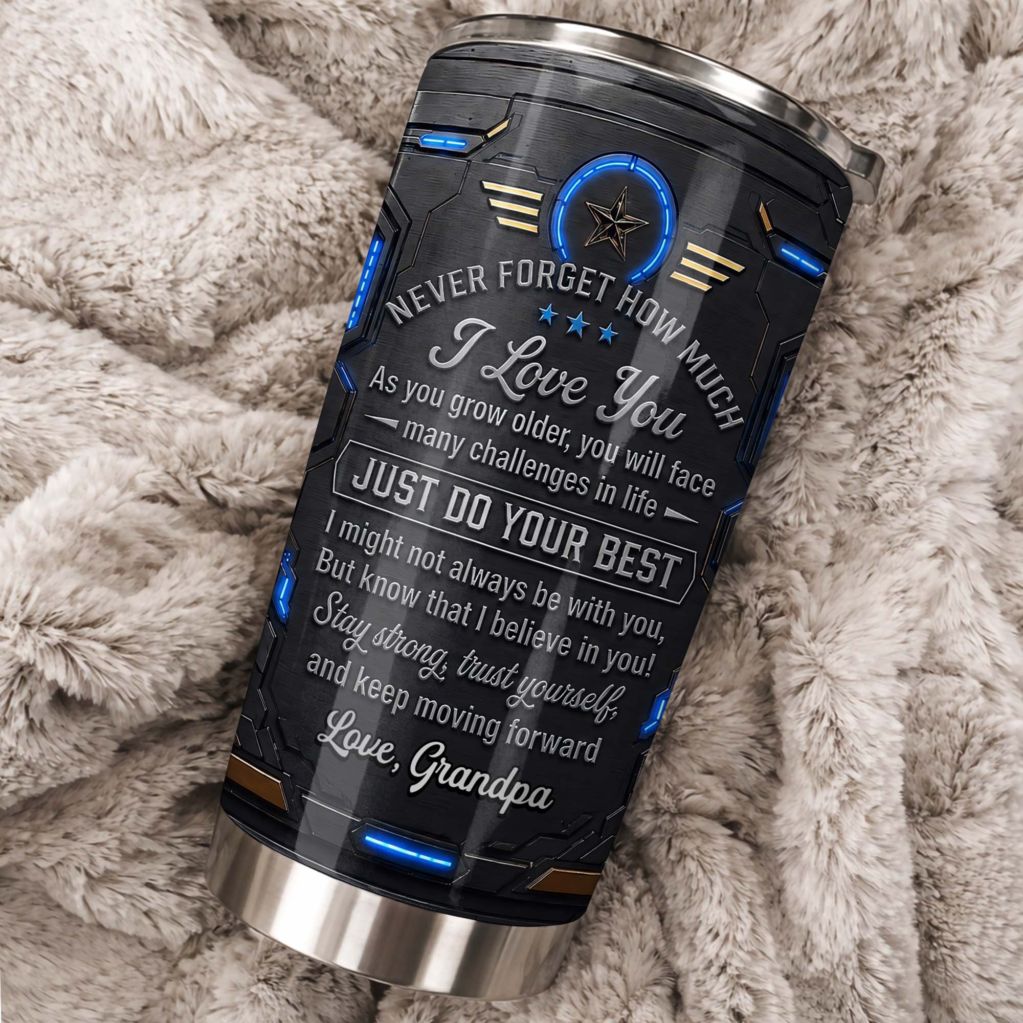 Personalized Stainless Steel Tumbler for Grandson Custom Message Gift
