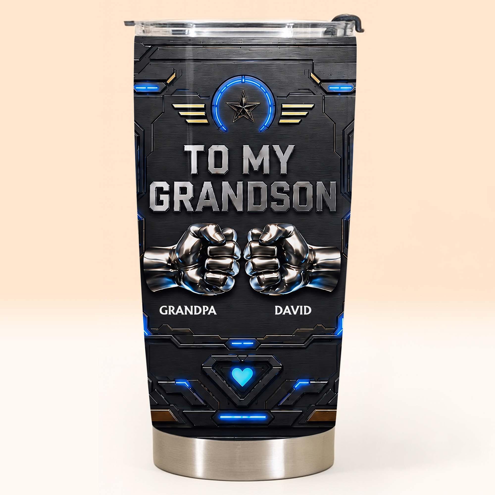 Personalized Stainless Steel Tumbler for Grandson Custom Message Gift