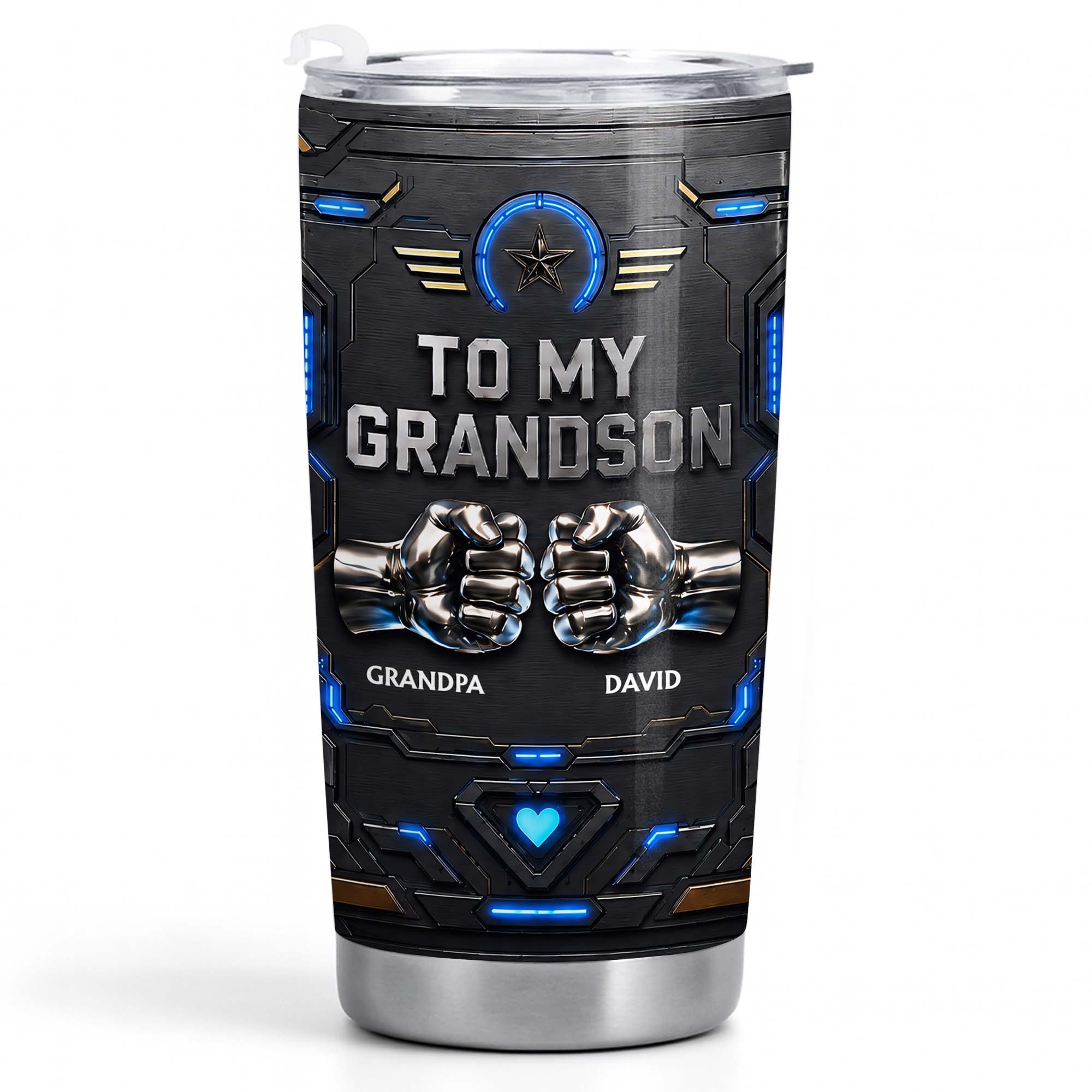 Personalized Stainless Steel Tumbler for Grandson Custom Message Gift