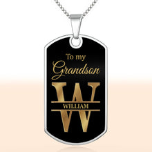 Load image into Gallery viewer, Personalized Dog Tag Necklace Custom Initials for Grandson
