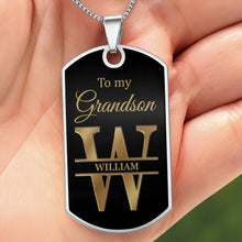 Load image into Gallery viewer, Personalized Dog Tag Necklace Custom Initials for Grandson
