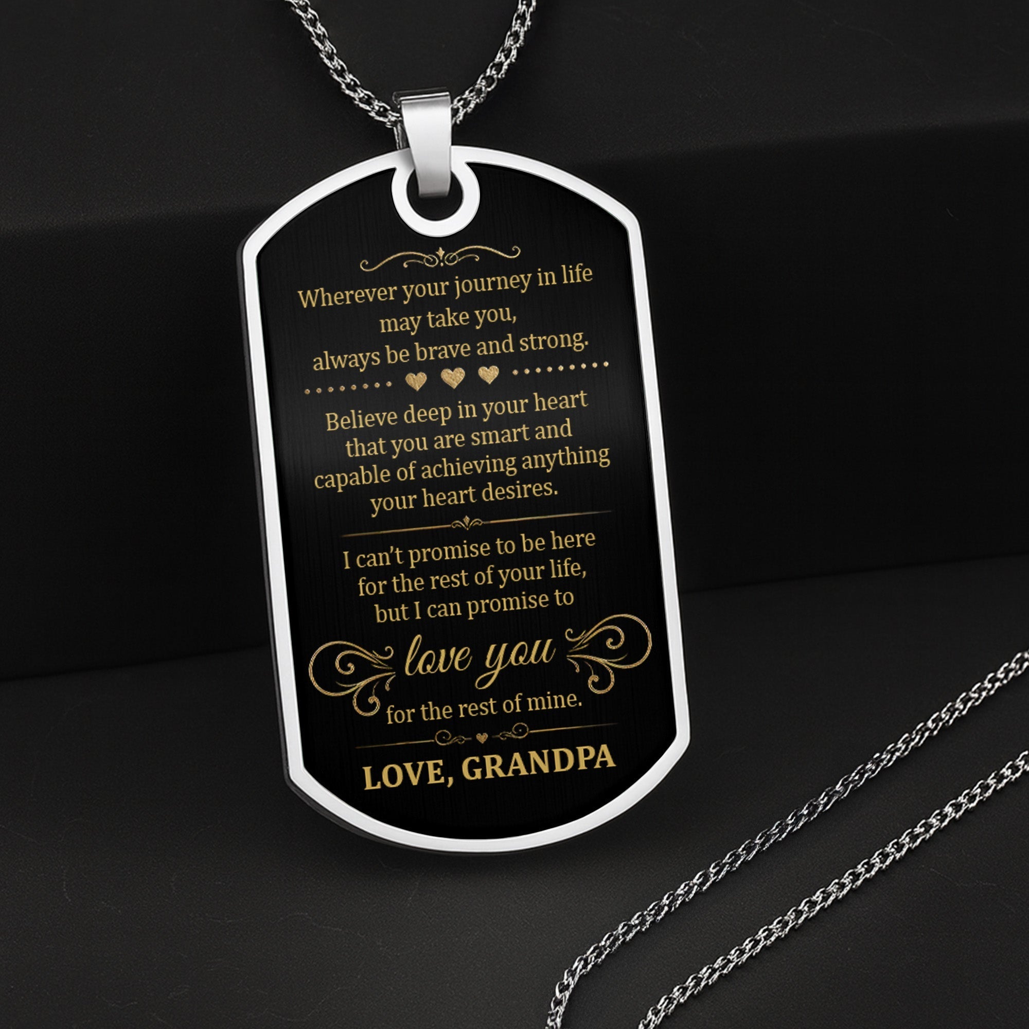 Personalized Dog Tag Necklace Custom Initials for Grandson