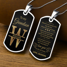 Load image into Gallery viewer, Personalized Dog Tag Necklace Custom Initials for Grandson
