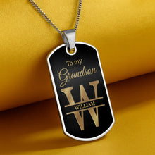 Load image into Gallery viewer, Personalized Dog Tag Necklace Custom Initials for Grandson
