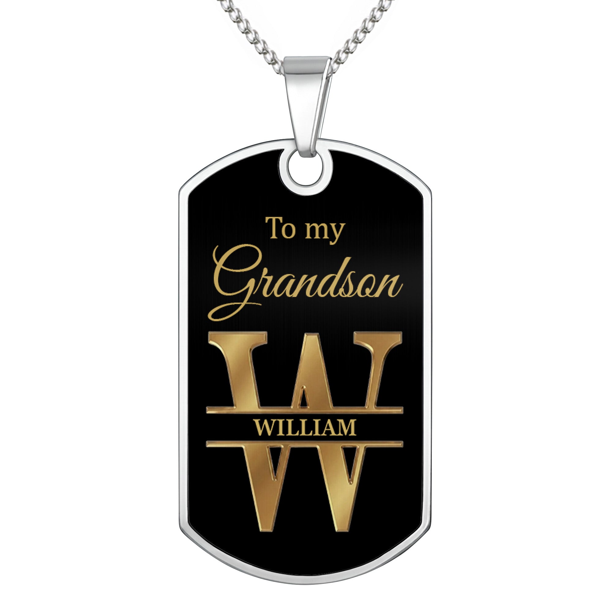 Personalized Dog Tag Necklace Custom Initials for Grandson