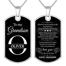 Load image into Gallery viewer, Personalized Stainless Steel Dog Tag Necklace for Grandson
