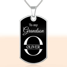 Load image into Gallery viewer, Personalized Stainless Steel Dog Tag Necklace for Grandson

