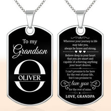 Load image into Gallery viewer, Personalized Stainless Steel Dog Tag Necklace for Grandson

