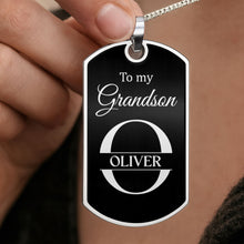 Load image into Gallery viewer, Personalized Stainless Steel Dog Tag Necklace for Grandson
