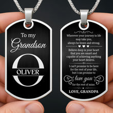 Load image into Gallery viewer, Personalized Stainless Steel Dog Tag Necklace for Grandson
