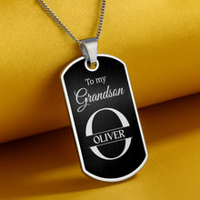 Load image into Gallery viewer, Personalized Stainless Steel Dog Tag Necklace for Grandson
