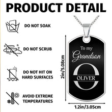 Load image into Gallery viewer, Personalized Stainless Steel Dog Tag Necklace for Grandson
