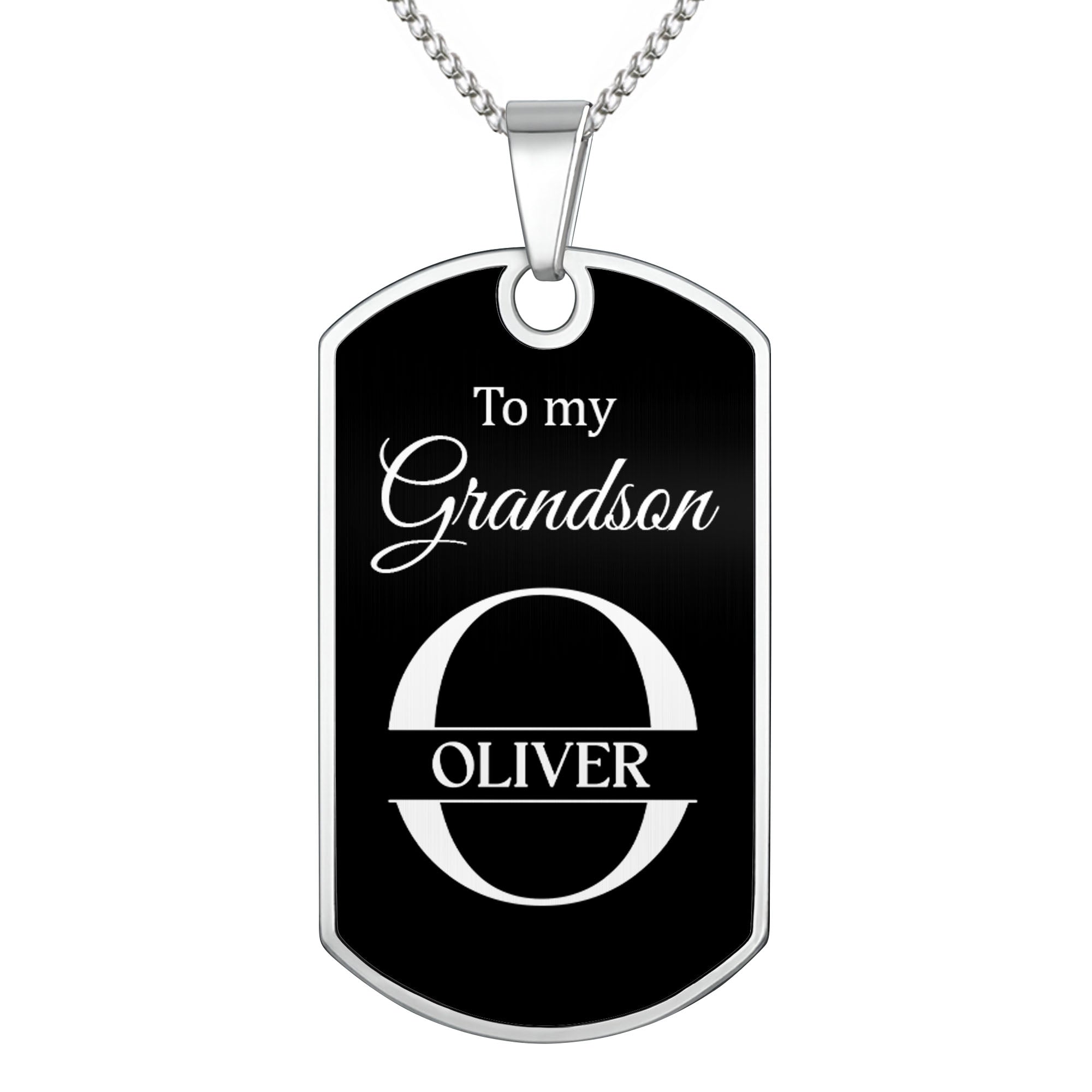 Personalized Stainless Steel Dog Tag Necklace for Grandson