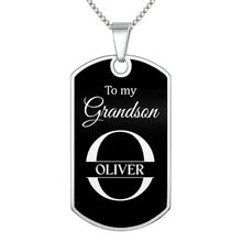Load image into Gallery viewer, Personalized Stainless Steel Dog Tag Necklace for Grandson
