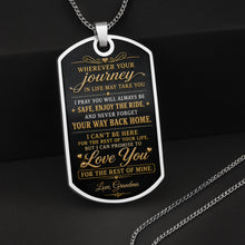 Load image into Gallery viewer, Custom Gold Letter Dog Tag Necklace Personalized for Grandson
