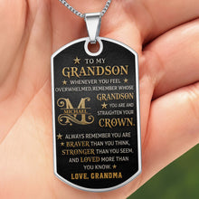 Load image into Gallery viewer, Personalized Dog Tag Necklace for Grandson Custom Name Gift
