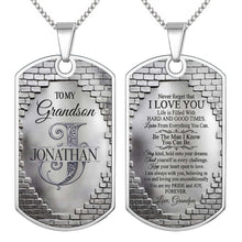 Load image into Gallery viewer, Personalized Stainless Steel Dog Tag Necklace for Grandson
