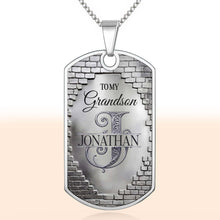 Load image into Gallery viewer, Personalized Stainless Steel Dog Tag Necklace for Grandson
