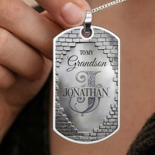 Load image into Gallery viewer, Personalized Stainless Steel Dog Tag Necklace for Grandson
