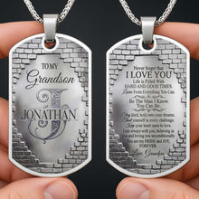 Load image into Gallery viewer, Personalized Stainless Steel Dog Tag Necklace for Grandson
