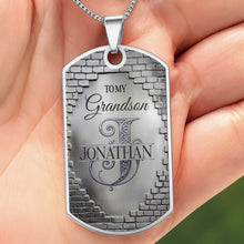 Load image into Gallery viewer, Personalized Stainless Steel Dog Tag Necklace for Grandson
