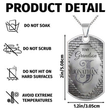 Load image into Gallery viewer, Personalized Stainless Steel Dog Tag Necklace for Grandson
