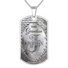 Load image into Gallery viewer, Personalized Stainless Steel Dog Tag Necklace for Grandson
