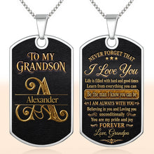Load image into Gallery viewer, Personalized Dog Tag Necklace Custom Name for Grandson Graduation Gift
