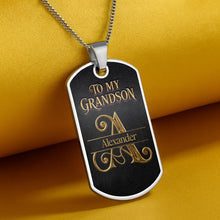Load image into Gallery viewer, Personalized Dog Tag Necklace Custom Name for Grandson Graduation Gift
