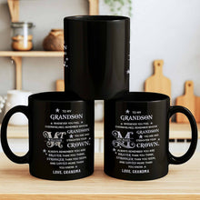 Load image into Gallery viewer, Personalized Black Mug Custom Monogram Gift for Grandson
