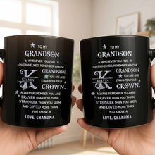 Load image into Gallery viewer, Personalized Black Mug Custom Monogram Gift for Grandson
