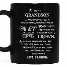 Load image into Gallery viewer, Personalized Black Mug Custom Monogram Gift for Grandson
