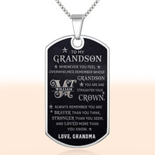 Load image into Gallery viewer, Personalized Stainless Steel Dog Tag Necklace for Grandson
