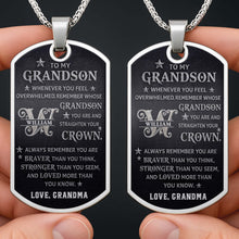 Load image into Gallery viewer, Personalized Stainless Steel Dog Tag Necklace for Grandson
