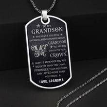 Load image into Gallery viewer, Personalized Stainless Steel Dog Tag Necklace for Grandson
