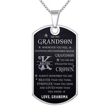 Load image into Gallery viewer, Personalized Stainless Steel Dog Tag Necklace for Grandson
