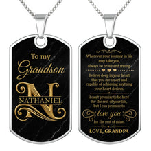 Load image into Gallery viewer, Personalized Dog Tag Necklace Custom Name Gift for Grandson
